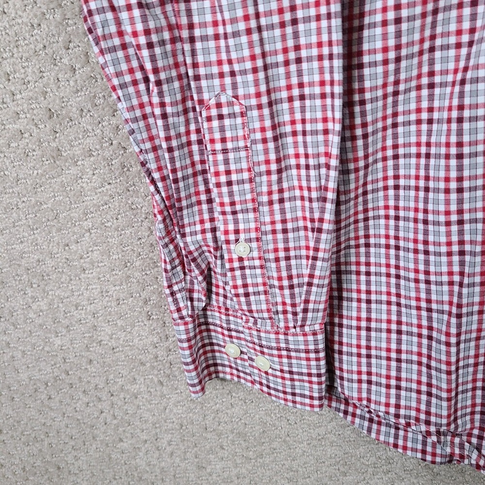GAP Shirt‎ Mens XXL Red Plaid Slim Fit Long Sleeve Button Down Premium Cotton - Picture 3 of 10